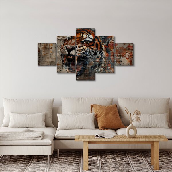 Obraz - Tygr z cihel (125x70 cm)