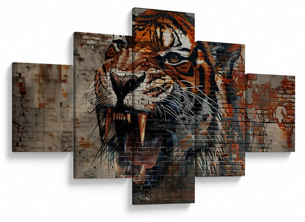 Obraz - Tygr z cihel (125x70 cm)
