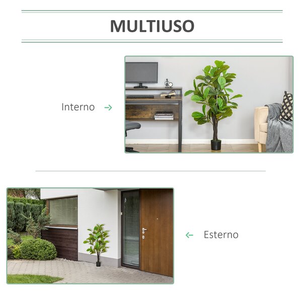 HOMCOM Umělý Fikus 130 cm pro vnitřní a venkovní použití, realistická umělá rostlina s 78 listy | Aosom