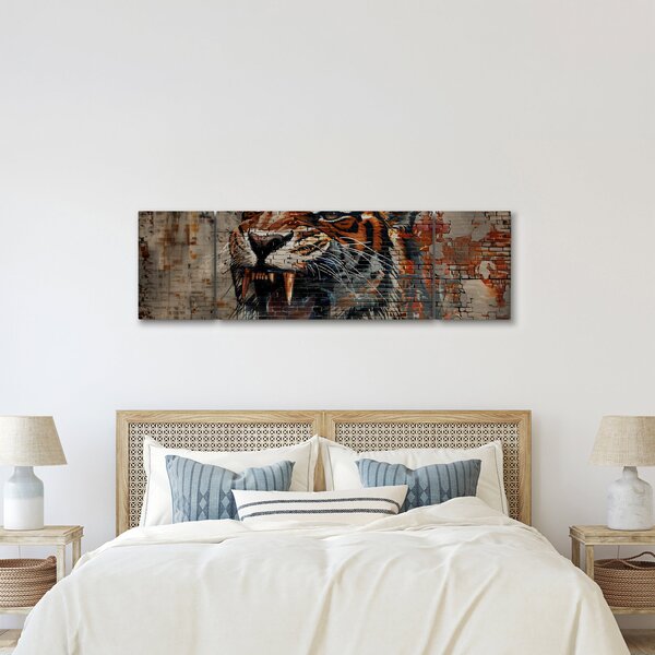 Obraz - Tygr z cihel (170x50 cm)