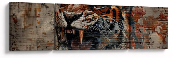 Obraz - Tygr z cihel (170x50 cm)
