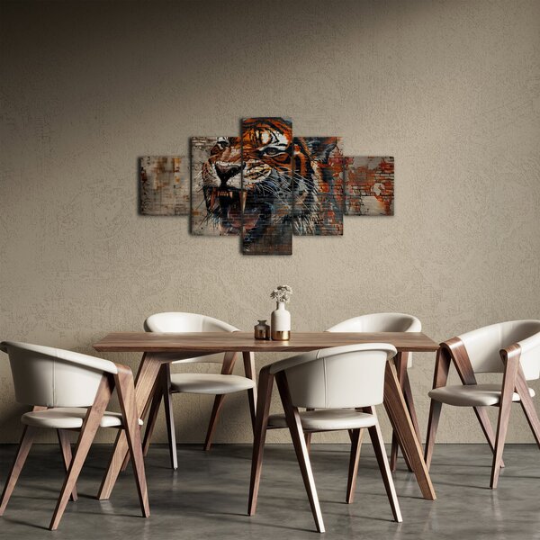 Obraz - Tygr z cihel (125x70 cm)