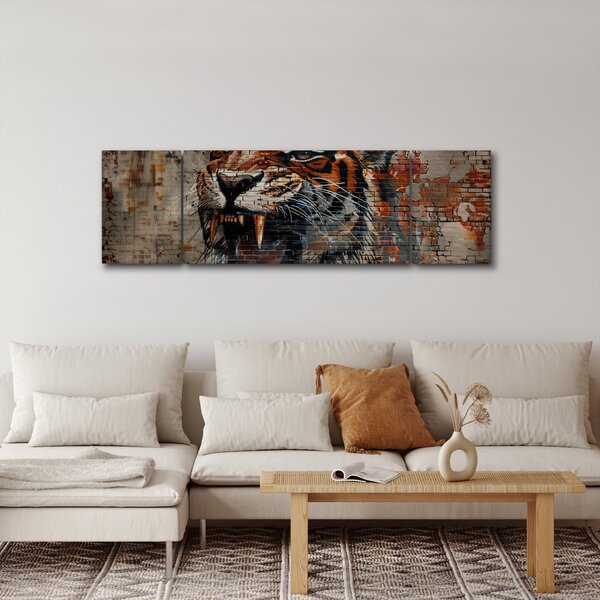 Obraz - Tygr z cihel (170x50 cm)