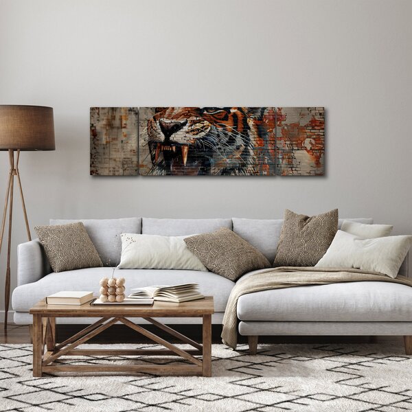 Obraz - Tygr z cihel (170x50 cm)