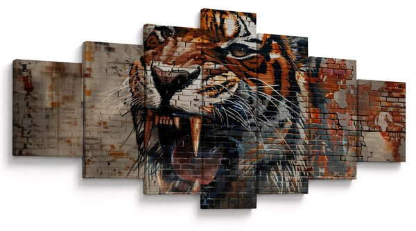 Obraz - Tygr z cihel (210x100 cm)