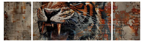 Obraz - Tygr z cihel (170x50 cm)