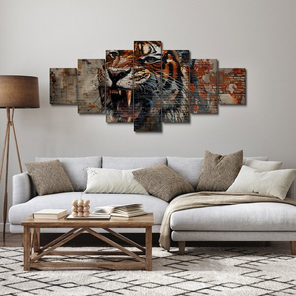 Obraz - Tygr z cihel (210x100 cm)