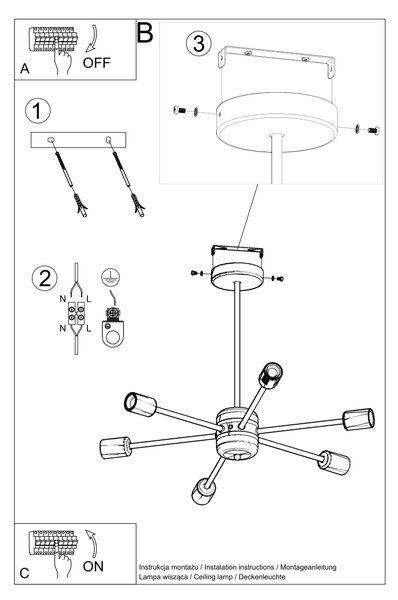 Sollux Lighting Lustr LANGO 6 černý
