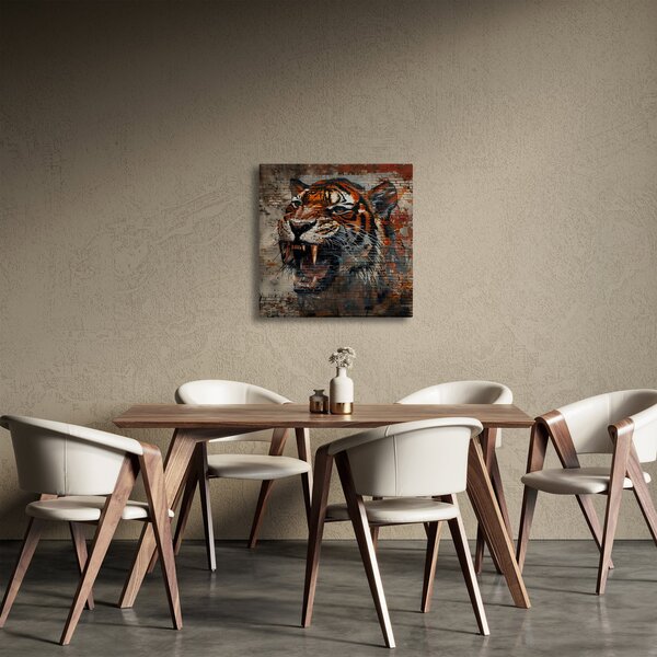 Obraz - Tygr z cihel (30x30 cm)