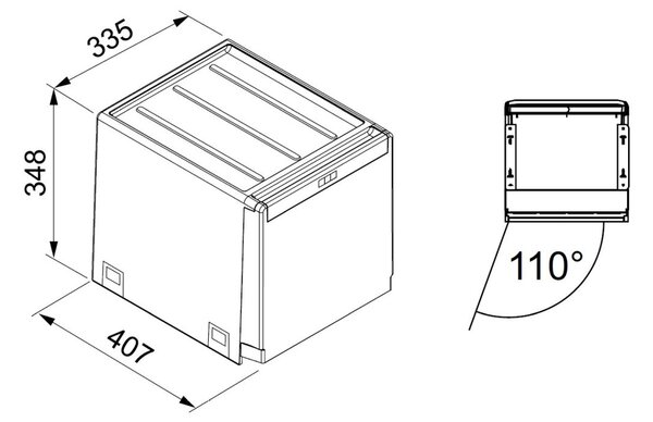 Franke Cube odpadkové koše 28 l černá-šedá-červená 134.0039.330