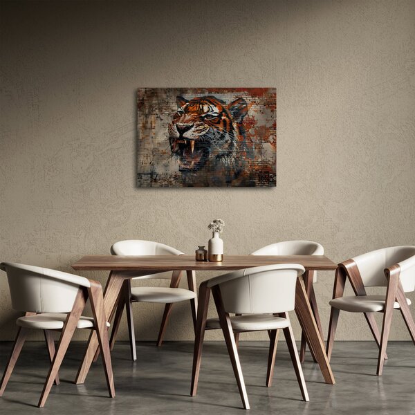 Obraz - Tygr z cihel (70x50 cm)
