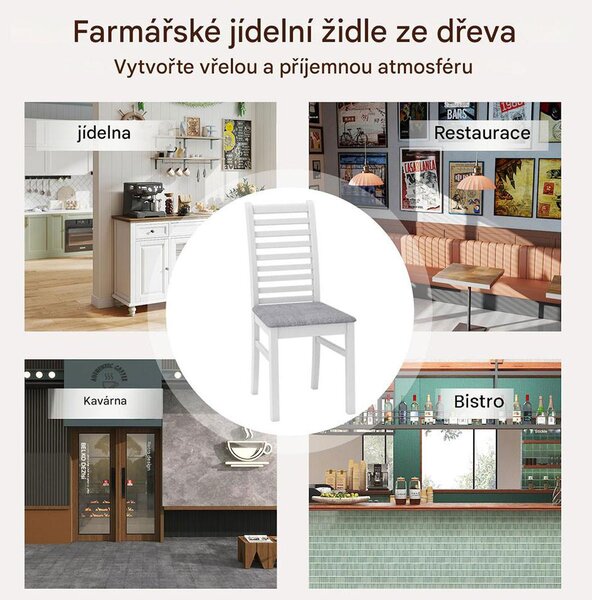 Jídelní židle KC58817WH s koženkovým čalouněním, 2 kusy, bílo/šedé
