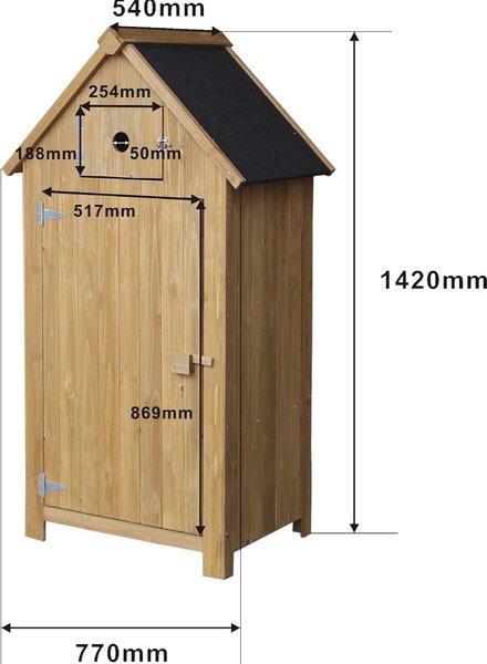 Wiltec zahradní kůlna úzká ze smrkového dřeva s asfaltovou střechou 770x540x1370mm pro zahradu, terasu a balkon kůlna na nářadí dřevěná kůlna na nářadí skříňka na nářadí