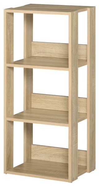 HOMCOM Dřevěná nástěnná knihovna se 3 policemi, proti převrhnutí, protiskluzové nohy, 40x29,2x87,9cm | Aosom