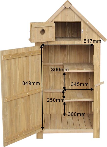 Wiltec zahradní kůlna úzká ze smrkového dřeva s asfaltovou střechou 770x540x1370mm pro zahradu, terasu a balkon kůlna na nářadí dřevěná kůlna na nářadí skříňka na nářadí
