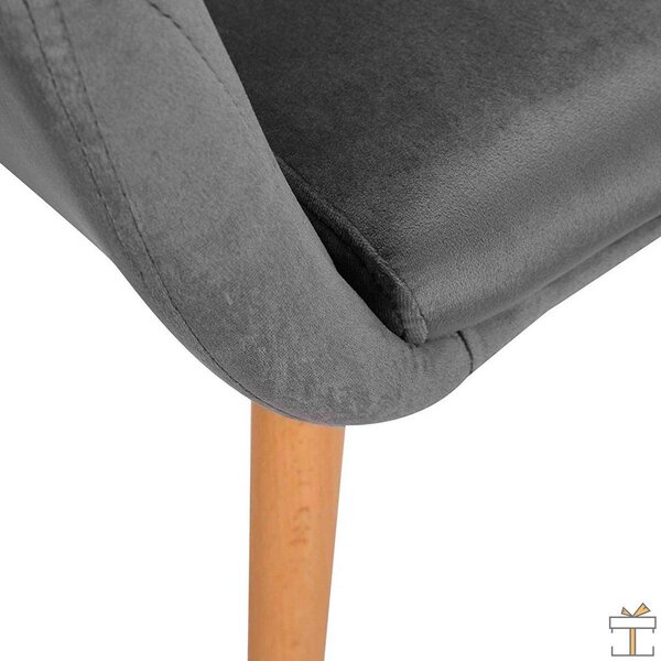 Jídelní židle - Šedá - Samet - Skořepinové židle s opěradlem - Sada 4 kusů