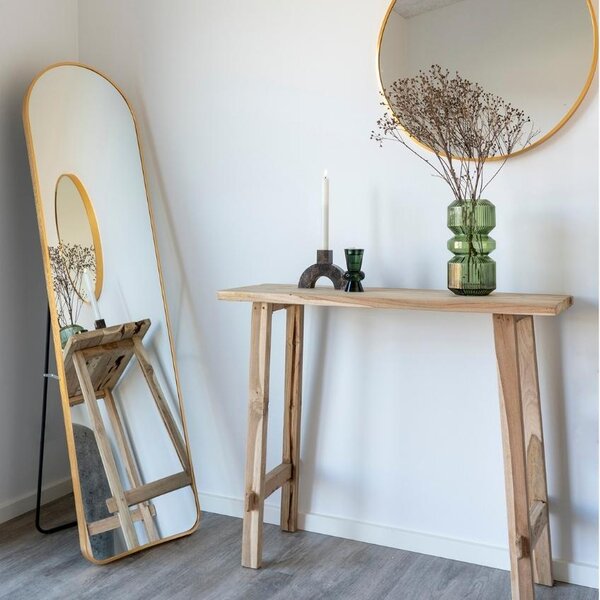Nordic Living Zlaté kovové stojací zrcadlo Zahrah 150 cm
