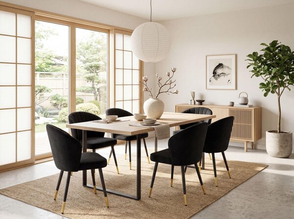 FineBuy, jídelní židle, set 2 kusů, samet, černá barva, kuchyňská židle s kovovými nohami, křeslo, skandinávský design, čalouněná židle, potah z textilu, polstrovaná židle