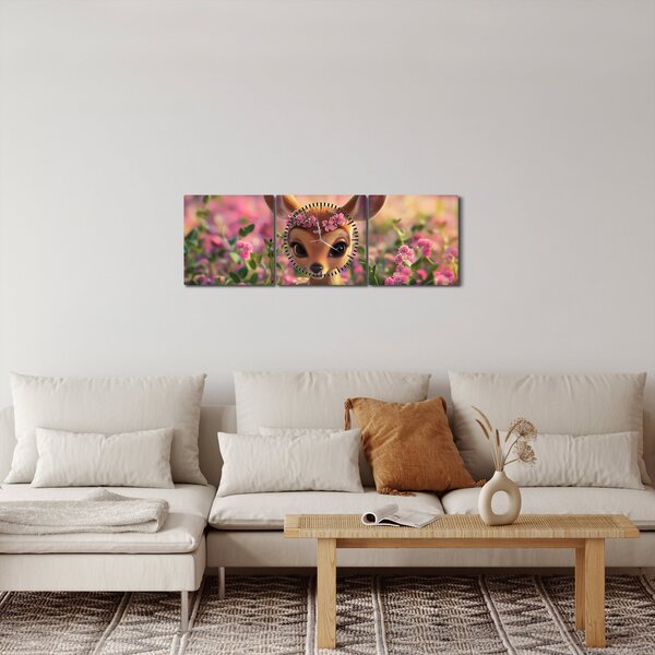 Obraz - Roztomilá srnečka (s hodinami) (90x30 cm)