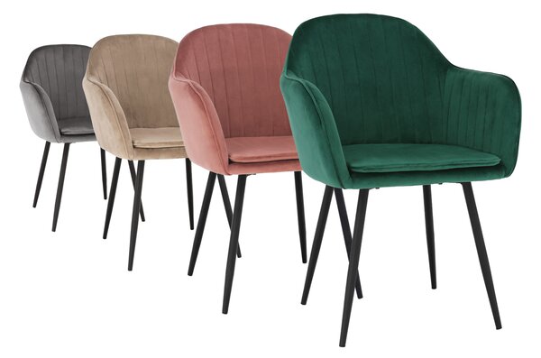 Designové křeslo VELTRA - látka Velvet, šedohnědá Taupe / černá