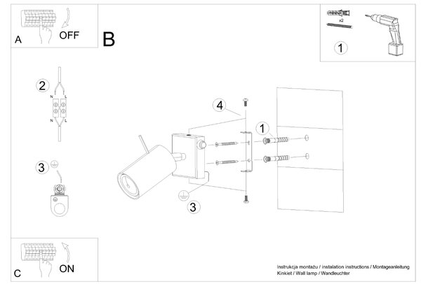 Sollux Lighting Nástěnné svítidlo RING black a switch