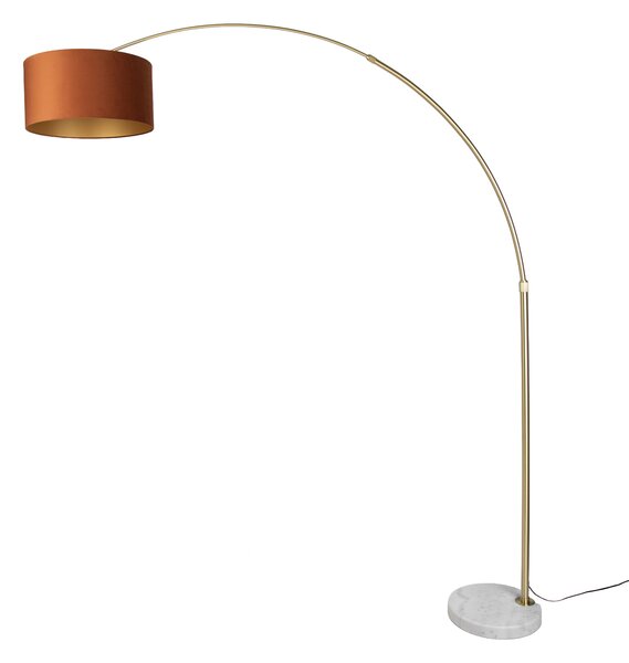 Ocelová stojací lampa s oranžovým stínidlem a zlatým vnitřkem 50 cm - XXL
