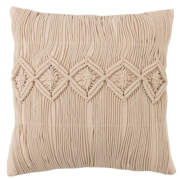 Béžový polštář s drhaným vzorem Macramé Cosy - 45*12*45 cm - J-Line by Jolipa