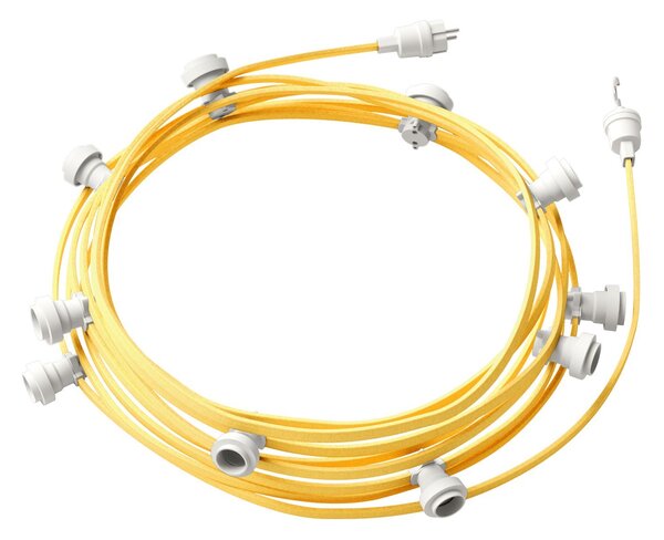 Creative cables Hotový světelný řetěz LUMET 12,5 m je sestavený z 10 bílých objímek, háčku a zástrčky Barva kabelu: Žlutá - CM10