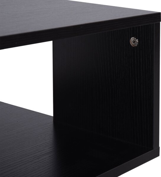 HOMCOM Designový Konferenční Stolek, Bílý Obývací Stolek, 2 Otevřené Poličky, Moderní Design, Konferenční a Obývací Stolek, Dřevo, 40x40x43 cm, Černý