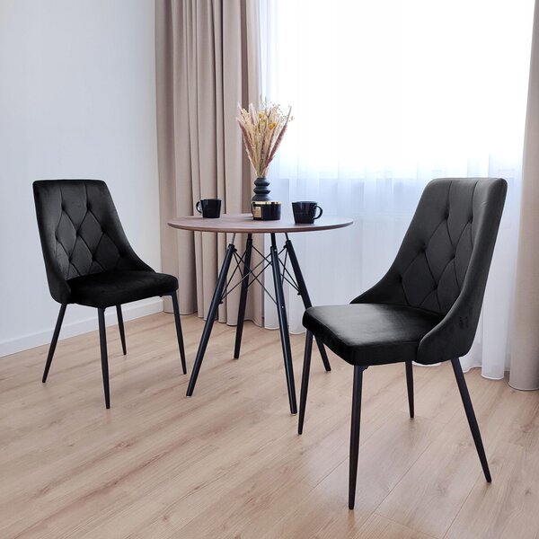 Velurová Čalouněná Židle Moderní Loft Černé Kovové Nohy Loft
