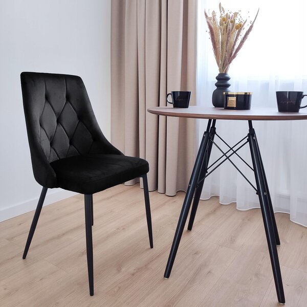 Velurová Čalouněná Židle Moderní Loft Černé Kovové Nohy Loft