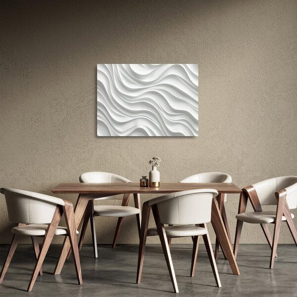 Skleněný obraz - 3D bílé vlny (70x50 cm)