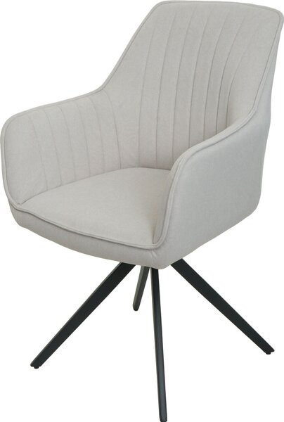 Sada 2 jídelních židlí HWC-L79, kuchyňská židle polohovací židle s područkami, otočná poloha v autě látka/textil krémovo-béžová