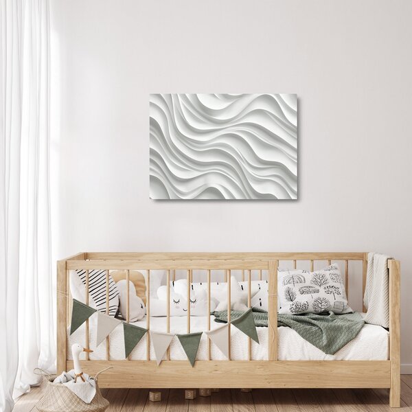 Skleněný obraz - 3D bílé vlny (70x50 cm)