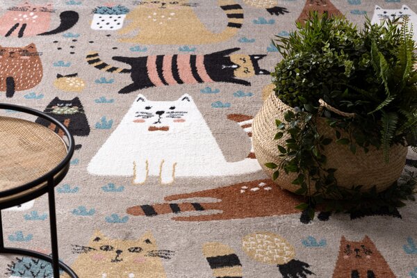 Dywany Łuszczów AKCE: 180x270 cm Dětský kusový koberec Fun Kittens Cats beige - 180x270 cm