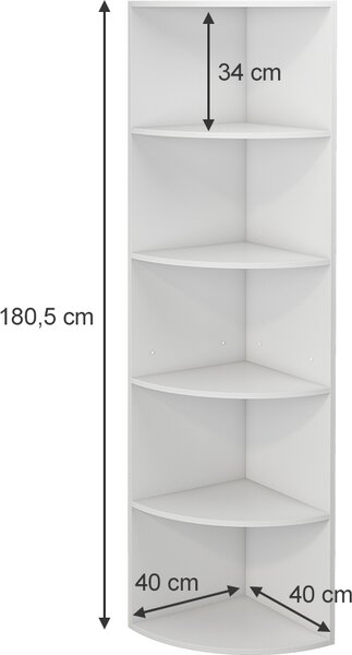 Rohová police Vicco Fabienne Bílá 40 x 180 cm s 5 přihrádkami, Model 40275