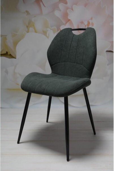 4 x sada černých čalouněných jídelních židlí, moderní, pohodlné, robustní, ergonomické, obývací pokoj, vysoký komfort sezení, stabilní kovové nohy