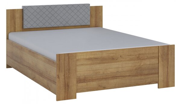 Manželská postel 160x200 CORTLAND 1 - dub zlatý / šedá ekokůže