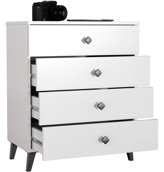 AKORD MOBI Bílá komoda 60 cm 4 zásuvky barva Bílá matná 60x37x73 cm