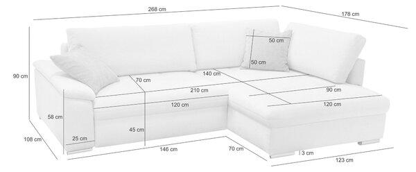ROHOVÁ SEDAČKA, textil, šedá Livetastic - Sedací soupravy, Online Only