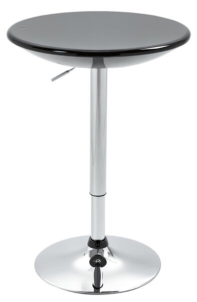 HOMCOM Kulatý Barový Stůl s Otočným Víkem, Plynovým Zvedáním a Nastavitelnou Výškou, Ocelová Základna, Φ61x76-97cm, Černý | Aosom