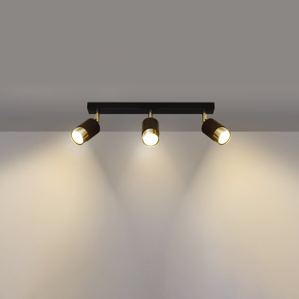 Sollux Lighting Stropní svítidlo NERO 3 černá/zlatá