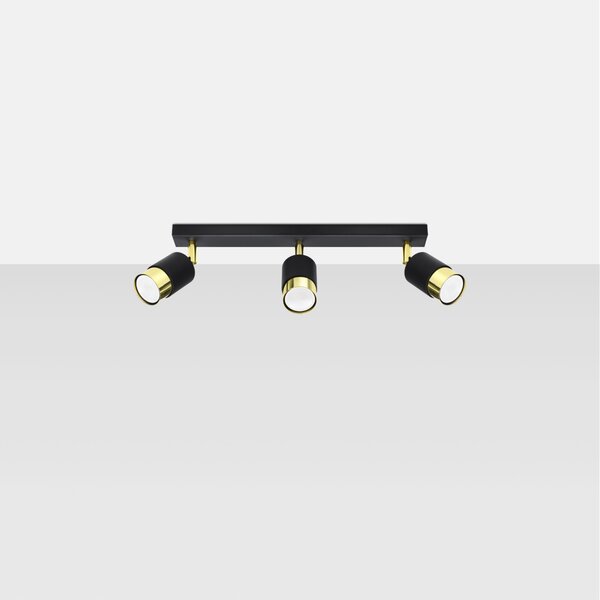 Sollux Lighting Stropní svítidlo NERO 3 černá/zlatá