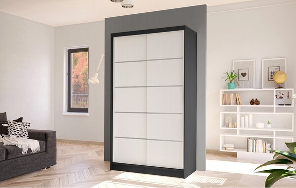 Elegantní šatní skříň ARINI 4 - šířka 100 cm, černá / bíla