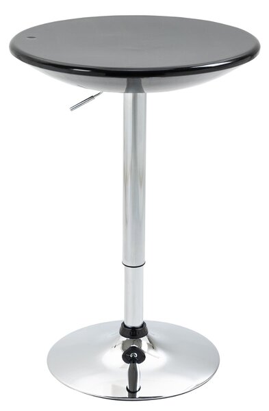 HOMCOM Kulatý Barový Stůl s Otočným Víkem, Plynovým Zvedáním a Nastavitelnou Výškou, Ocelová Základna, Φ61x76-97cm, Černý | Aosom