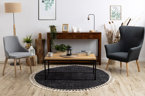 Dywany Łuszczów, Kusový koberec Berber 9000 grey kruh, 120x120 (průměr) kruh, šedá, obývací pokoj