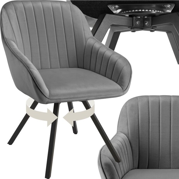 Tectake® Otočné křeslo Snug čalouněné, sametový vzhled 58 x 58 x 82 cm