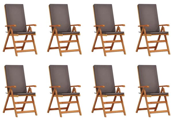 Zahradní křeslo 8 ks Hnědá a šedá Pevné teakové dřevo 3375768