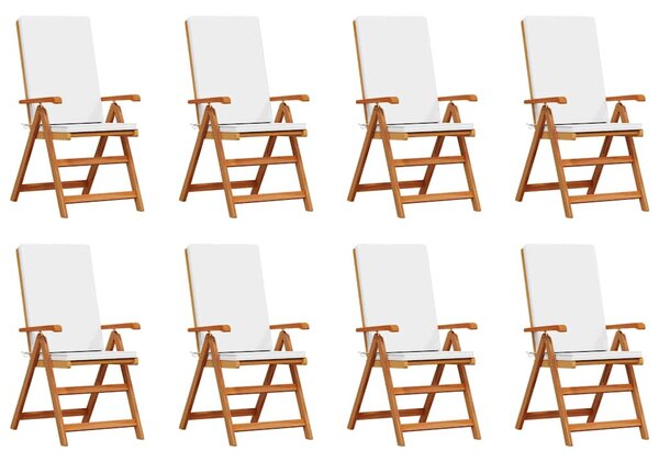 Zahradní křeslo 8 ks Hnědá a bílá Pevné teakové dřevo 3375771