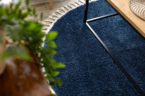 Dywany Łuszczów, Kusový koberec Berber 9000 navy kruh, 120x120 (průměr) kruh, modrá, obývací pokoj